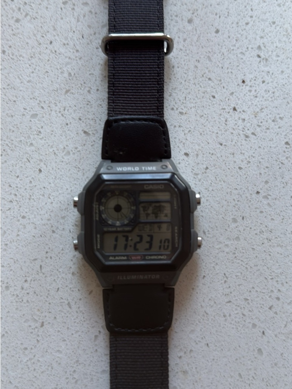 Casio Digital World Time Watch - Black and Silver Accents
